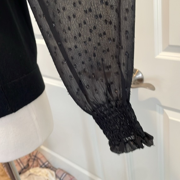NWT • LOFT • Black Women's Top w sheer sleeves. - Picture 11 of 16